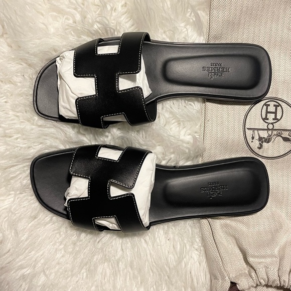 NWT NIB HERMES BLACK ORAN SANDAL - Picture 3 of 8